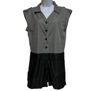 🌵 NWT Striped Gray & White Juniors Shorts Romper 2010's - Size Large